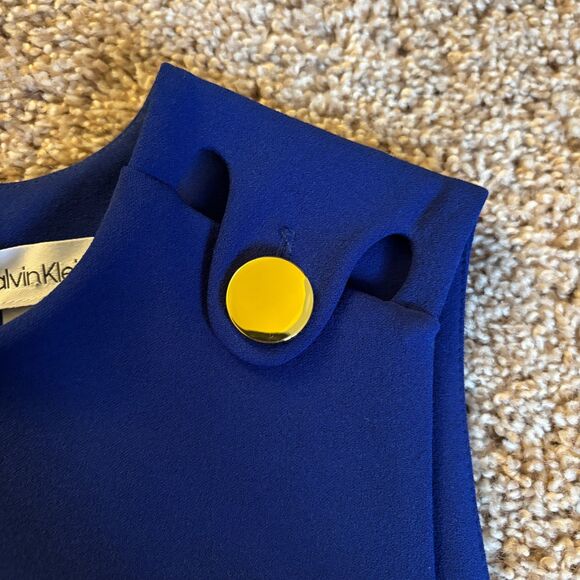 Calvin Klein Dress Womens 2 Blue Sheath Contrast Zipper Office Cocktail Party - Picture 3 of 10